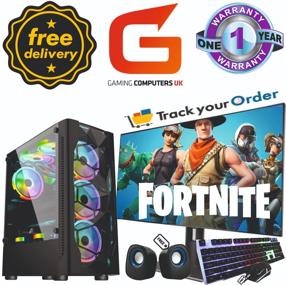 Gaming PC Bundle Core i5 16GB 120GB+500GB GT710 Win10 Computer Monitor 22" - Image 1 of 4
