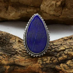 Increíble Azul Lapislázuli Gema 925 Plata de Ley Hecho a Mano Anillo Todo Talla - Imagen 1 de 3