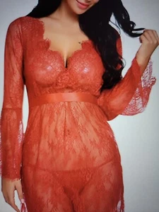 Wearella Women Medium Teddy Babydoll Chemise Robe & Panty Set Lingerie Sleepwear - Picture 1 of 6