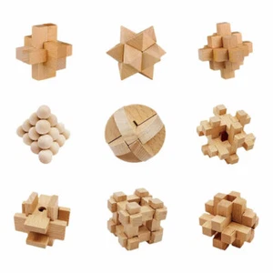 Holz Knobelspiele Set Puzzle Holzspiel Geduldspiele Knobelspiel 3D Brainteaser` - Bild 1 von 7
