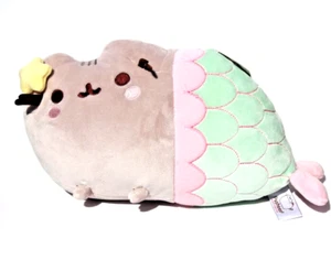 Large 12" Pusheen Gund Cat Mermaid Plush 2017 NWT mint and pink - Picture 1 of 7