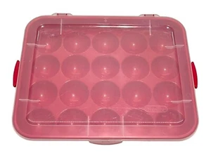Sterilite Ornament Red Storage Case Holds 20 3.5" Christmas Ornaments. - Picture 1 of 20