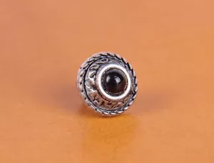 10X 12MM BLACK BEAD VINTAGE SLIVER FLORAL LEATHERCRAFT CONCHOS RIVET SCREW BACK - Picture 1 of 10