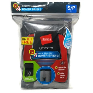 Hanes Niños Ropa Interior Paquete de 5 Calzoncillos Sin etiquetas Cómodo Flexible Cintura Boxer Tallas - Imagen 1 de 4