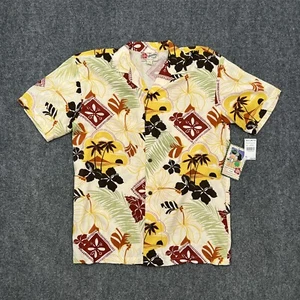 Hilo Hattie Boys Hawaiian Shirt Extra Large Off White Button Floral Rayon Camp - Picture 1 of 13