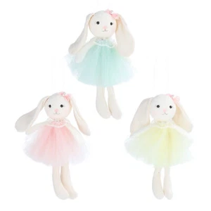 Easter Hanging Decoration Gisela Graham Hanging White Bunny Rabbit Fabric Dress - Picture 1 of 4