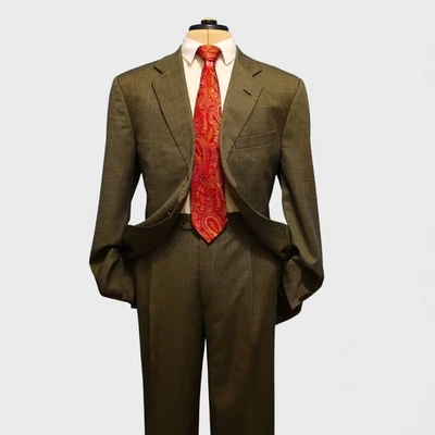 Brooks Brothers X Loro Piana 2 Piece Suit 44R Olive Birdseye Super 110s Wool - Image 1 of 4