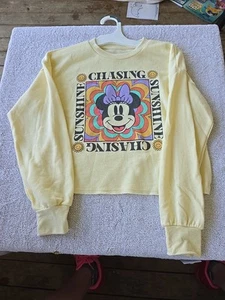 Disney Girl's Minnie Mouse Chasing Sunshine Cropped Crewneck Sweatshirt - Picture 1 of 4