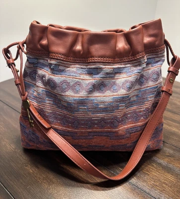 Fossil Gigi Crossbody Cinch Top Southwestern 1954 Bag With Key Tag - Image 1 of 4