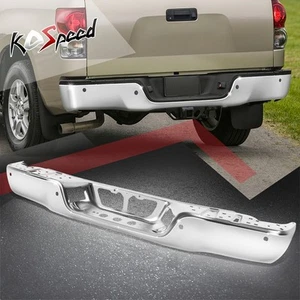 OE Style w/ Sensor Holes Chrome Rear Bumper Face Bar for Toyota Tundra 2007-2013 - Picture 1 of 7