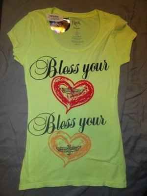 CAMISETA AMARILLA MUJER INDIANAPOLIS SPEEDWAY BENDICE TU CORAZÓN TALLA S ALGODÓN NUEVA CON ETIQUETAS Foto 1 de 4