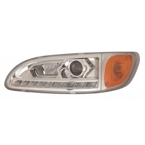 For Peterbilt 330 / 335 Headlight 2005-2014 w/ LED DRL Chrome Driver Side - Picture 1 of 7