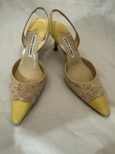 Manolo Blahnik Kork mit Lackleder Spitzkappe Zehentrenner Gr. 40,5 - Bild 1 von 3