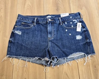 Old Navy NWT Boyfriend Cut-Off Shorts  Womens Sz 10, Frayed, Blue Denim, Stretch - Image 1 of 4