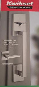Kwikset San Clemente Front Door Handle No Lock Entry Handleset, Satin Nickel NEW - Picture 1 of 3