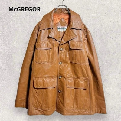 XL 码皮革夹克 Mcgregor 复古棕色美国休闲 — 第 1/4 张图片