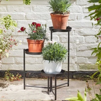 Smart Garden Triple Pot Plant Stand Black 3-tiered - Image 1 of 2