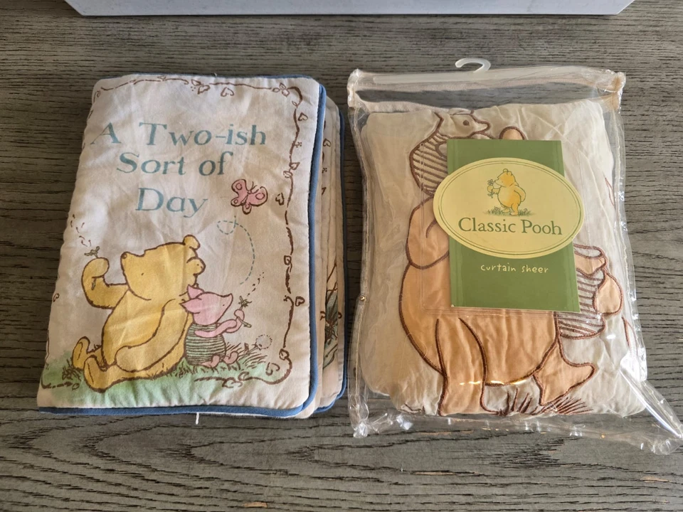 VTG Winnie The Pooh Fabric Cloth Kids Book and Classic Curtain Panel Sheer 40x60 - Image 1 of 4