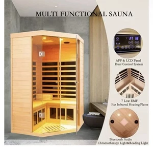 2-3 Person Low EMF FAR Infrared Sauna with Tempered Glass and App Control - Picture 1 of 5