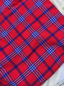 Red, Blue & White Plaid Fabric Wool Blend Hemmed Tablecloth Sun Flag 60 W X 76” - Picture 1 of 7