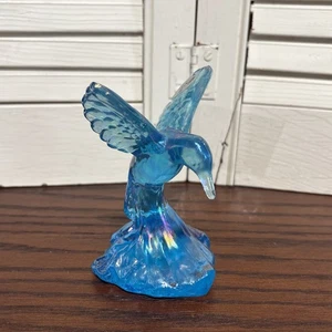 Figura Colibrí Fenton Vidrio Azul Iridiscente 4 1/2 Pulgadas 100 Años - Imagen 1 de 4