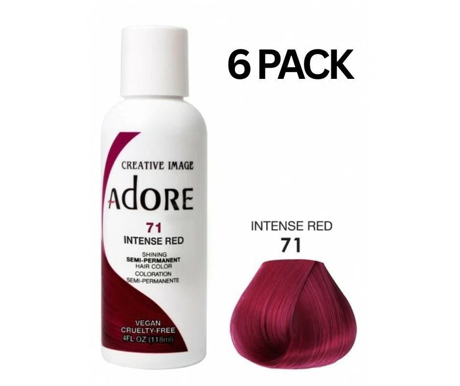 6 Pack Adore 71 Intense Red Semi Permanent Hair Dye Color 4oz, 118mL - Image 1 of 1