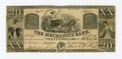1850 $20 The Mechanics Bank - Augusta, GEORGIA Note - Image 1 of 2