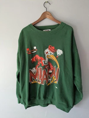 Vintage 90s Miami Hurricanes Sweatshirt Green Color AN59125 - Image 1 of 2