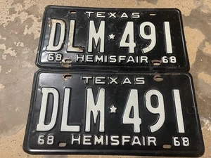 1968 TEXAS  LICENSE PLATES DLM 491 - Picture 1 of 1
