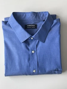 Nordstrom Men's Tech-Smart TrimFit Stretch Dress Shirt Blue Si 15 32-33 (41#58 - Picture 1 of 6