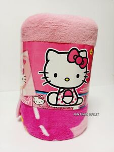 Hello Kitty Large Blanket 50"x60" Soft Plush Thow Fleece Sanrio Premium Quality 