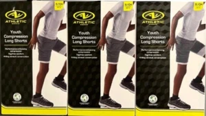 3 Pack | Athletic Works | Youth Compression White Long Shorts -Size 6/7 Boys New - Picture 1 of 3