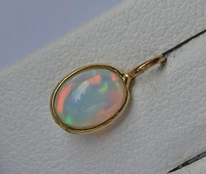 Elegant Mini Gelbgold Anhänger in aus 750 18kt Gold mit Vollopal Opal ♦️♦️ 8256 - Bild 1 von 14