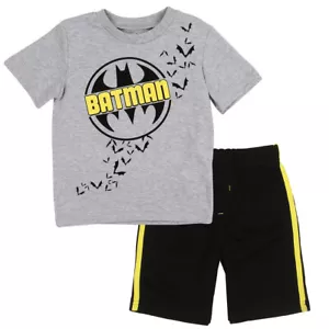 DC Comics ☆ T-Shirt & Mesh Shorts Set de camiseta y malla de Toddler Boys ☆ Tallas 2T, 3T, 4T - Imagen 1 de 1