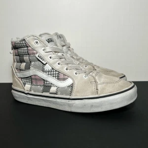 Girls VANS Sk8 Hi Plaid Houndstooth Zip Up Sneakers / Size 2 - Picture 1 of 11