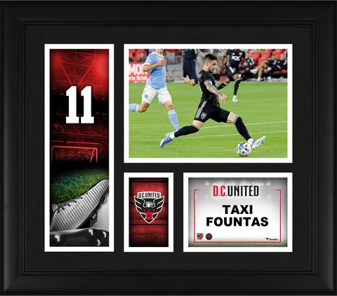 Taxi Fountas D.C. United Framed 15" x 17" Player Core Collage Cover