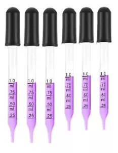 6pz Oli Essenziali Medicina Arte Occhi Vetro Contagocce Graduato 3"+4" Dritto - Foto 1 di 9