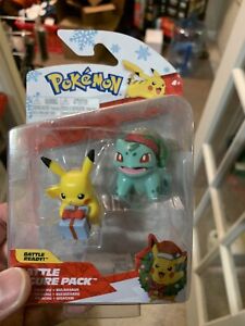 2021 Pokémon Holiday Battle Figure 2 Pack Pikachu & Bulbasaur New