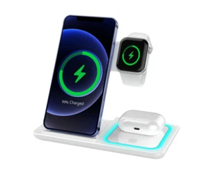 Remax RP-W53 Brainy Series 15W Foldable 3in1 Wireless Charger/Iphone/iWatch/Airp - Picture 1 of 7