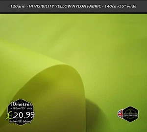 120g* - NEON HI VIS YELLOW - NYLON FABRIC - CLOTHING, CRAFTS & MORE - 140cm wide - Picture 1 of 1