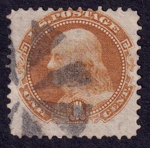 US Scott 112, 1869 Franklin, 1c buff, FINE USED *Fancy Cancel* - Picture 1 of 1