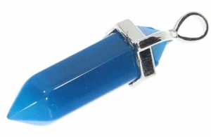  Ágata azul doble punta joyería colgante ojal colores plata 40x11mm - HS1358 - Imagen 1 de 2