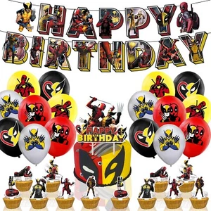 Deadpool & Wolverine Party Decoration Banner Kid Happy Birthday Party Superhero - Picture 1 of 5