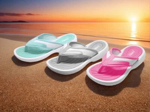 Air Balance Flip Flops Damensandalen Strand 6-11 neuwertig grau rosa ABS8090W - Bild 1 von 1