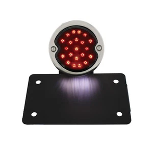Motorcyce Horizontal Black License Plate Bracket LED Tail Light Smoked Lens - Picture 1 of 11