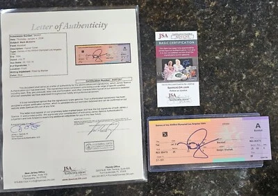 Mark McGwire Rookie Signed 1984 Baseball Olympic Full Ticket JSA W/ COA & Letter - Image 1 of 4