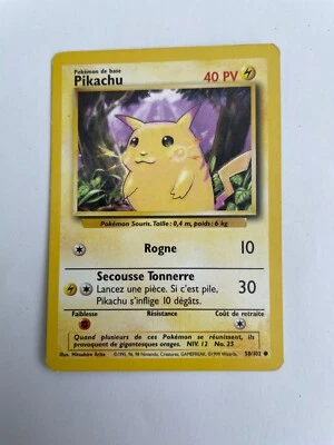 Carte Pokemon Pikachu 58/102 Set De Base Edition 2 Wizards FR Exc - Photo 1/2