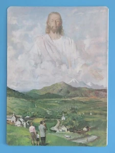 Impresión original 1966 a doble cara Jesús en el cielo observando a todos era 1950-60 - Imagen 1 de 2