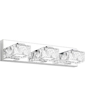 3 Lights Crystal Bathroom Vanity Light Modern LED Vanity Light 20 inch Stainles - Picture 1 of 3