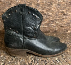 Vintage Shoe Company Luisa Studded Western Boots Black Leather Zip Women’s 7.5 - Picture 1 of 15